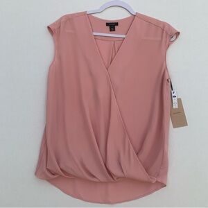 Halogen Wrap Front Drape Waist Blouse Top Women’s Sz XS V-Neck Sleeveless pink